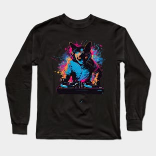 Cat DJ Wave Long Sleeve T-Shirt